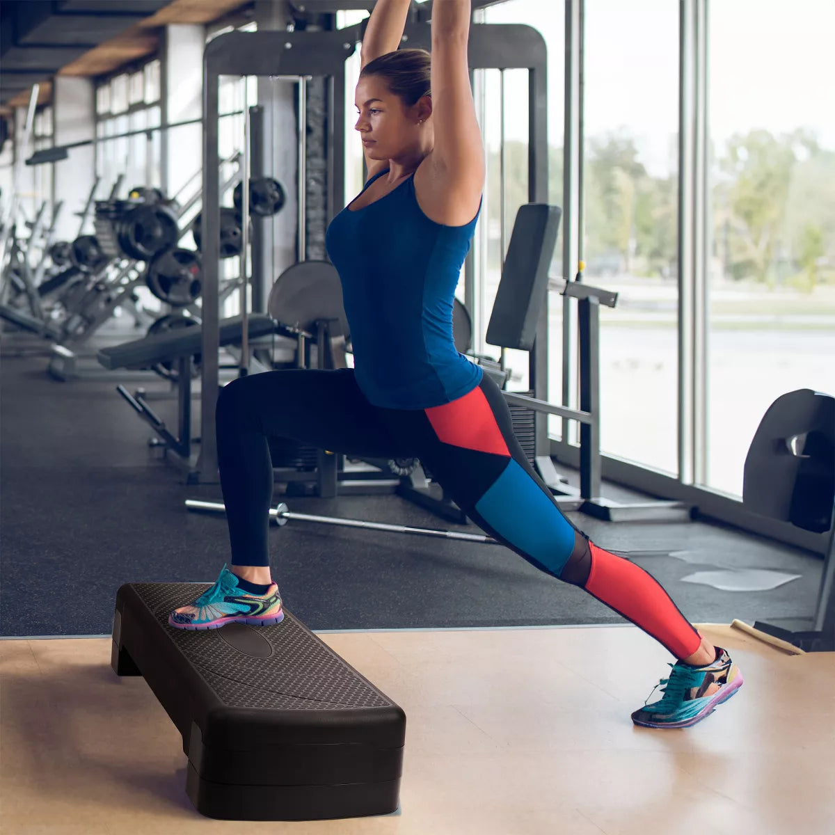 Balancefrom Fitness Lightweight Portable Adjustable Height Workout Aerobic Stepper Step Platform Trainer with Raisers