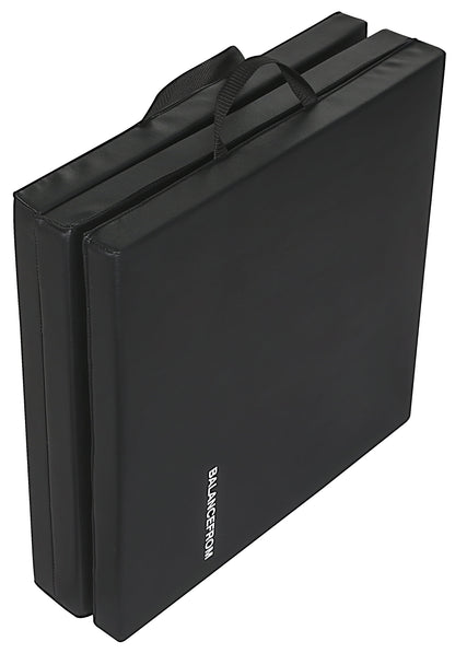 6 Ft. X 2 Ft. X 2 In. Three Fold Folding Exercise Mat with Carrying Handles for MMA, Gymnastics and Home Gym, Black