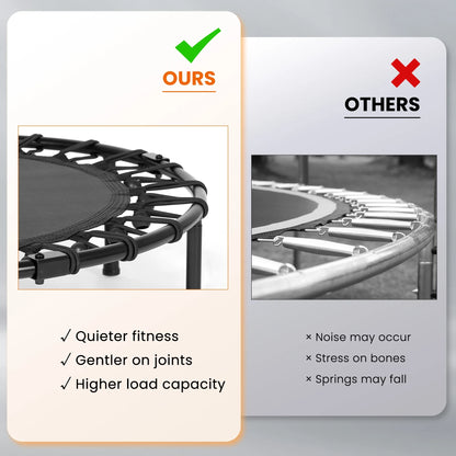 40" Fitness Trampoline Mini Trampoline with Bungees Adjustable Foam Handle Exercise Trampoline for Teenagers Adults Indoor/Garden Workout