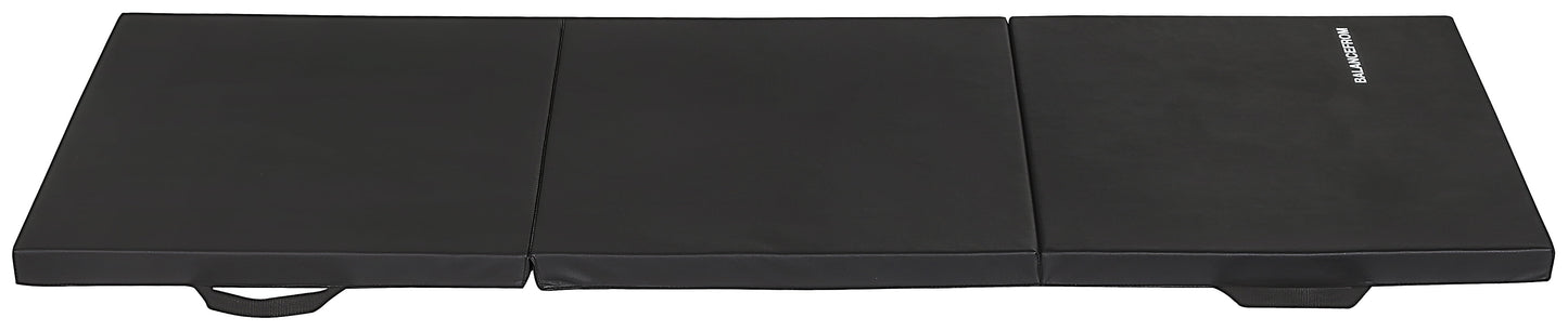 6 Ft. X 2 Ft. X 2 In. Three Fold Folding Exercise Mat with Carrying Handles for MMA, Gymnastics and Home Gym, Black