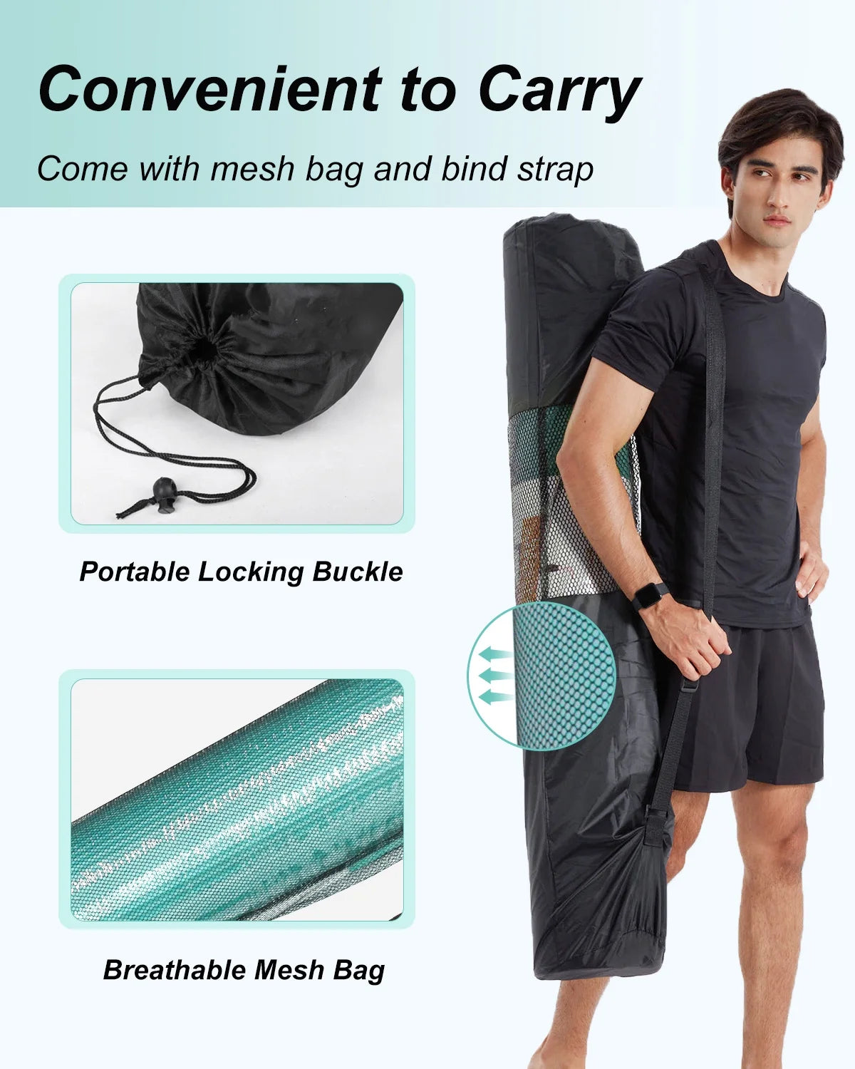 Large Yoga Mat 10Mm Thick NBR Foam Exercise Mats for Home/Gym Workout Fitness, Ice Blue