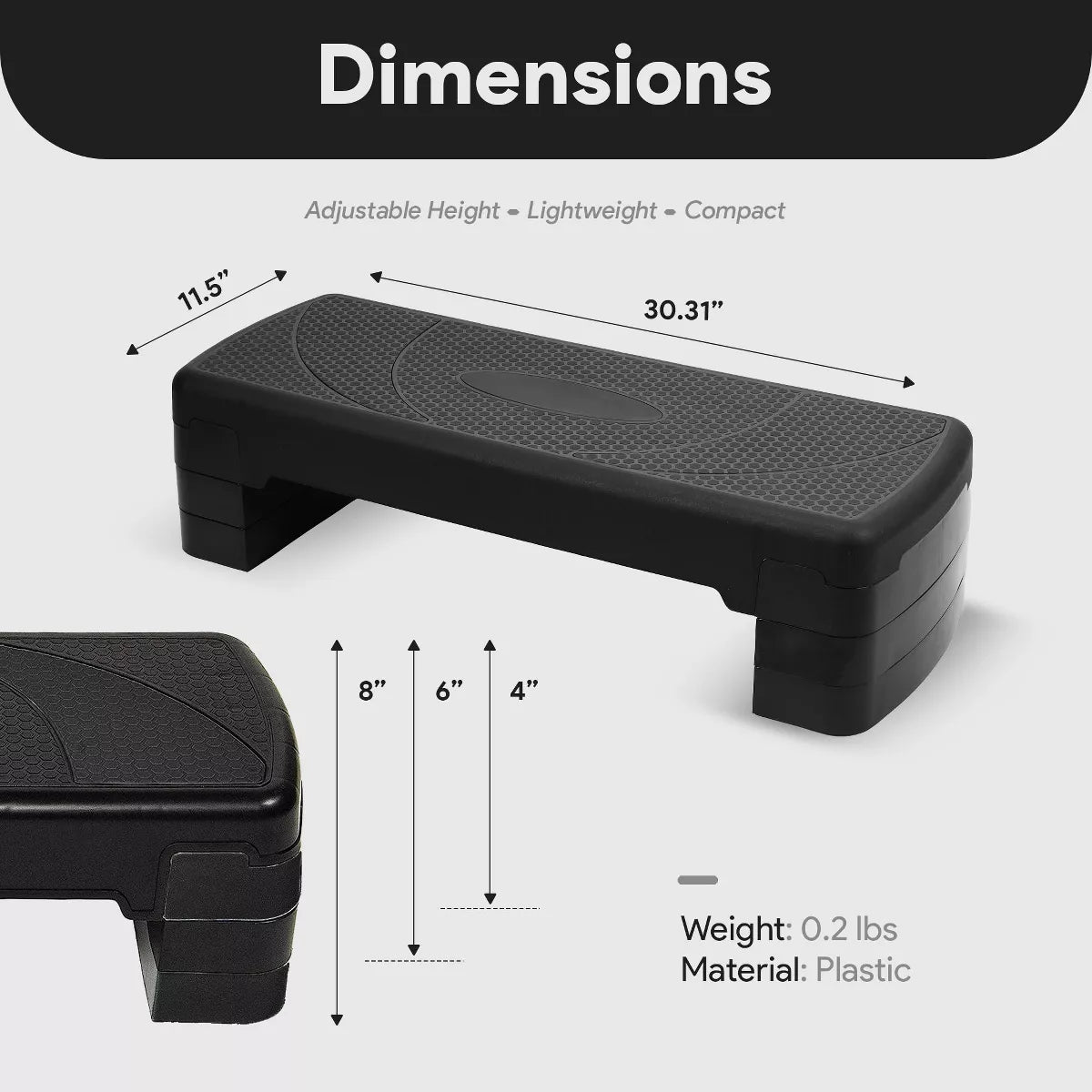 Balancefrom Fitness Lightweight Portable Adjustable Height Workout Aerobic Stepper Step Platform Trainer with Raisers