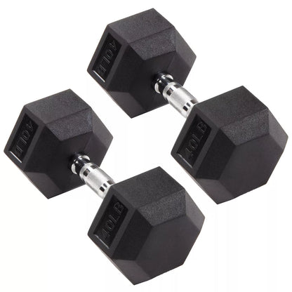 Signature Fitness Hex Dumbbells Non-Slip Free Weights Full Body Strength Training Home Gym Workout Equipment Set