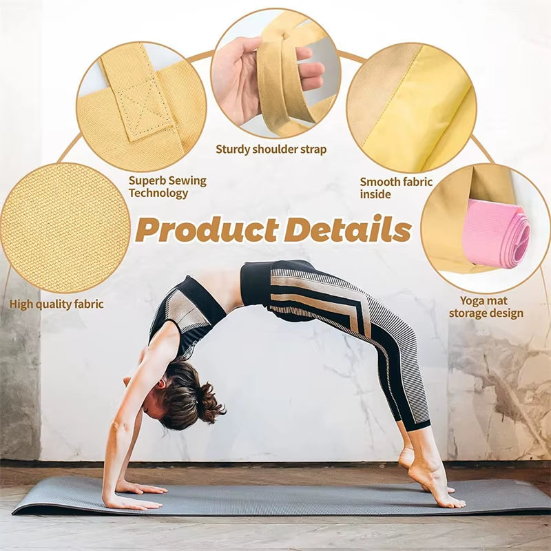 Oxford Mat Carry Bag Multifunctional Yoga Pilates Mat Case Bag Large Capacity Washable Lightweight Foldable for Tourism Fitness