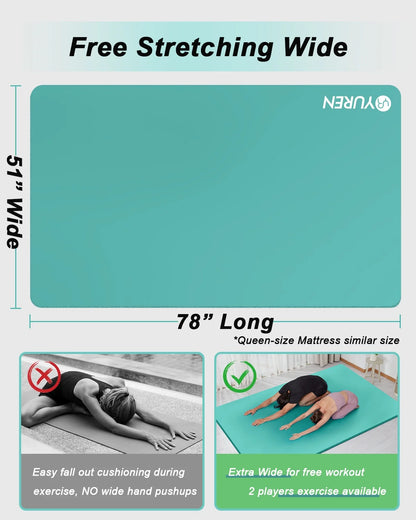 Large Yoga Mat 10Mm Thick NBR Foam Exercise Mats for Home/Gym Workout Fitness, Ice Blue