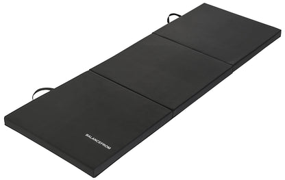 6 Ft. X 2 Ft. X 2 In. Three Fold Folding Exercise Mat with Carrying Handles for MMA, Gymnastics and Home Gym, Black