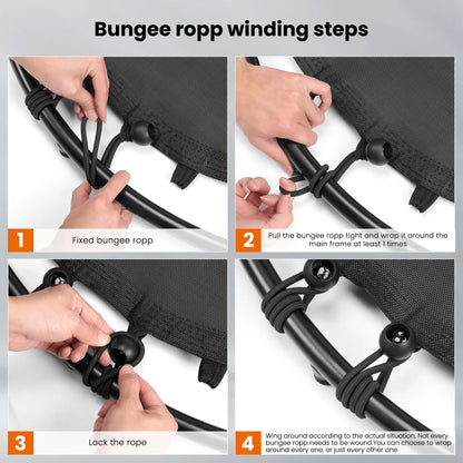 40" Fitness Trampoline Mini Trampoline with Bungees Adjustable Foam Handle Exercise Trampoline for Teenagers Adults Indoor/Garden Workout